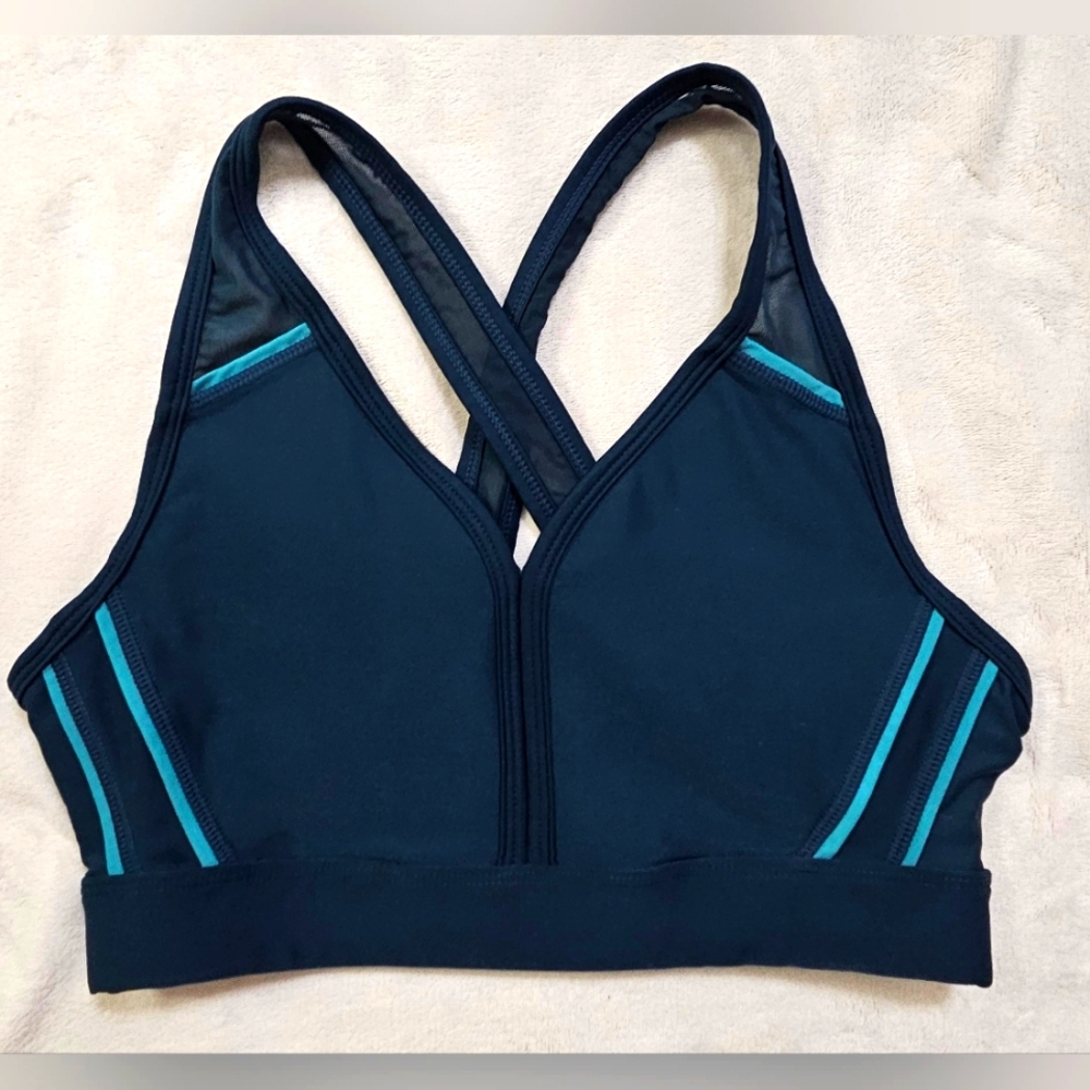 Avia Green/Blue Racerback Medium Support Sports Bra